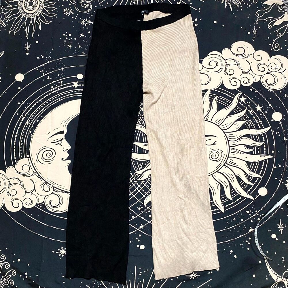 BCBG Pant Women's L Black Rayon Ankle Wide-Leg Preppy Business Career Outdoor